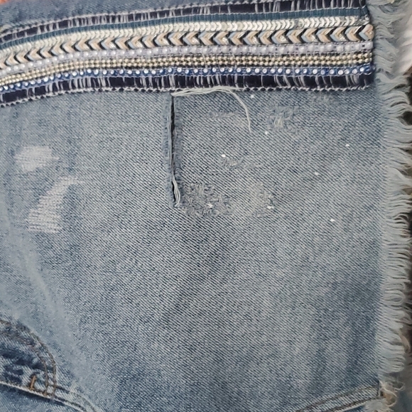 Free People Side Stripe Embellished Mini skirt In Blue Size 6 - Picture 7 of 8